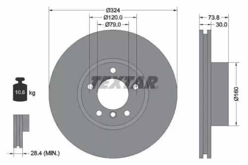 2x Textar Front Vented Brake Discs Pair For Bmw 5