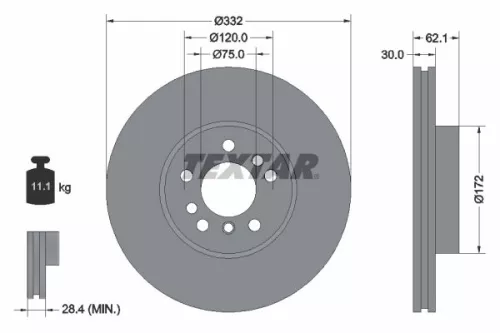 2x Textar Front Vented Brake Discs Pair For Bmw X3 X5