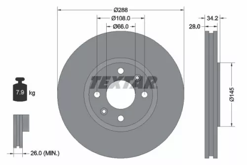 2x Textar Front Vented Brake Discs Pair For Citroën C5 Xantia