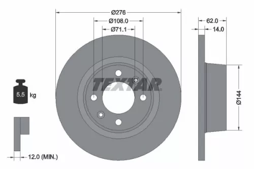2x Textar Rear Solid Brake Discs Pair For Citroën C5