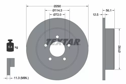 2x Textar Rear Solid Brake Discs Pair For Chrysler Dodge Caravan Grand Caravan G