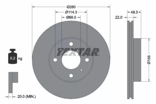2x Textar Front Vented Brake Discs Pair For Infiniti Nissan 180sx 200sx Almera B