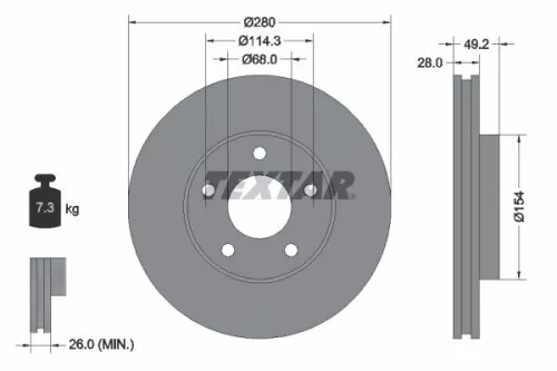 2x Textar Front Vented Brake Discs Pair For Infiniti Nissan Almera Tino Cefiro I