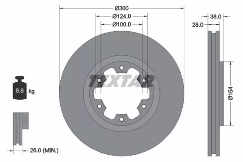 2x Textar Front Vented Brake Discs Pair For Infiniti Nissan Navara Navara Np300 