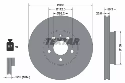 2x Textar Front Vented Brake Discs Pair For Ford Seat Vw Alhambra California Gal