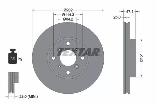 2x Textar Front Vented Brake Discs Pair For Honda Accord