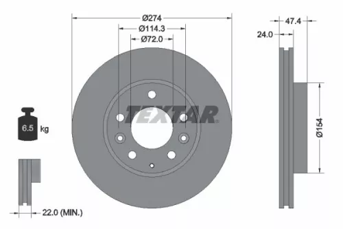 2x Textar Front Vented Brake Discs Pair For Besturn (Faw) Isuzu Mazda Mazda (Faw