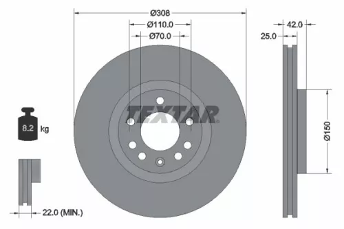 2x Textar Front Vented Brake Discs Pair For Baic Baic Bjev Chevrolet Holden Opel