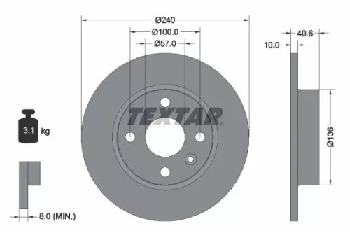 2x Textar Rear Solid Brake Discs Pair For Holden Opel Vauxhall Barina Corsa Cors