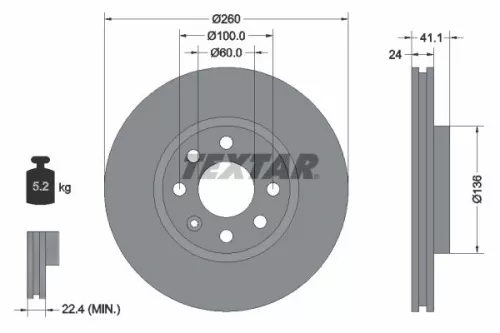 2x Textar Front Vented Brake Discs Pair For Chevrolet Holden Opel Vauxhall Barin