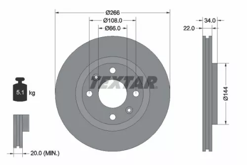 2x Textar Front Vented Brake Discs Pair For Citroën Citroën (Df-psa) Ds Fengshen