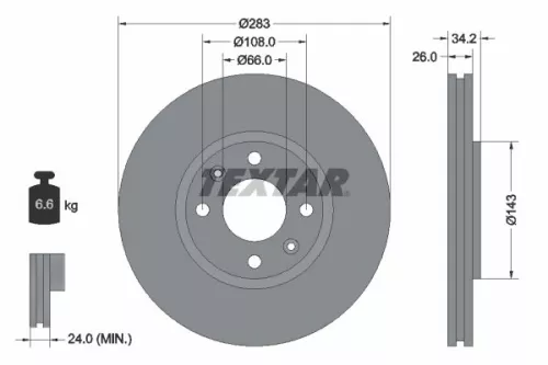 2x Textar Front Vented Brake Discs Pair For Aeolus Citroën Citroën (Df-psa) Ds F