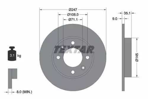 2x Textar Rear Solid Brake Discs Pair For Aeolus Citroën Citroën (Df-psa) Fengsh