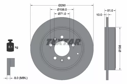 2x Textar Rear Solid Brake Discs Pair For Peugeot 607