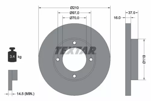 2x Textar Front Solid Brake Discs Pair For Daihatsu Piaggio Hijet Porter Zebra
