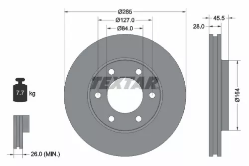 2x Textar Front Vented Brake Discs Pair For Toyota Granvia Hiace