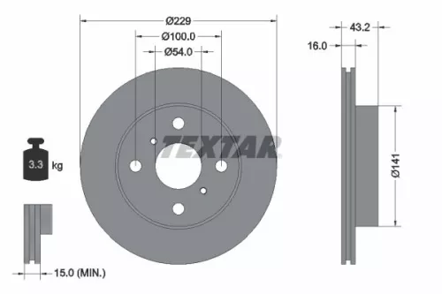 2x Textar Front Vented Brake Discs Pair For Toyota Starlet