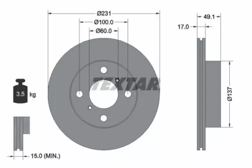 2x Textar Front Vented Brake Discs Pair For Changhe Hafei Suzuki Suzuki (Changhe
