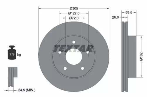 2x Textar Front Vented Brake Discs Pair For Jeep Jeep (Bjc) Grand Cherokee
