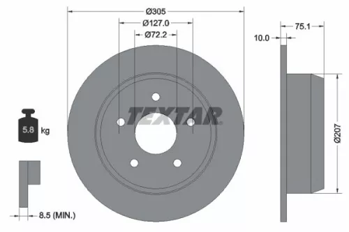 2x Textar Rear Solid Brake Discs Pair For Jeep Jeep (Bjc) Cherokee Grand Cheroke