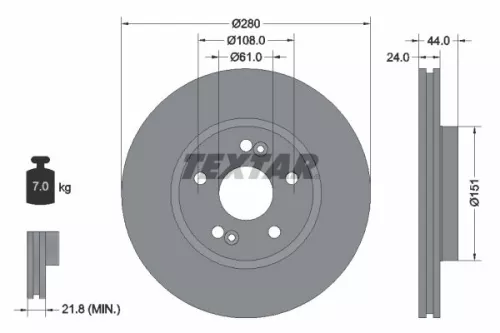 2x Textar Front Vented Brake Discs Pair For Renault Espace Kangoo Kangoo / Grand
