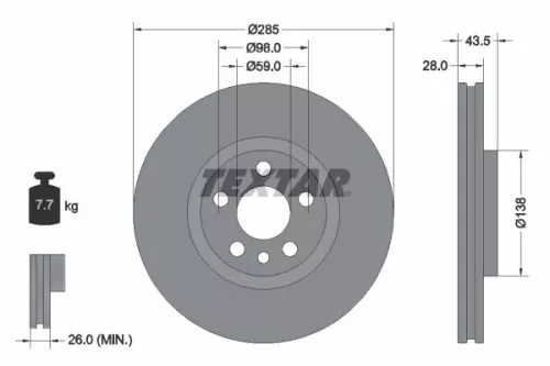 2x Textar Front Rear Vented Brake Discs Pair For Citroën Fiat Lancia Mg (Saic) P