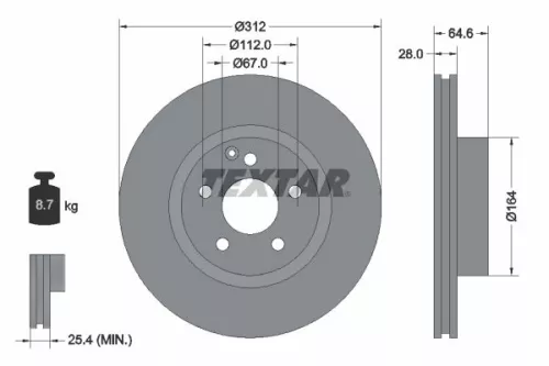 2x Textar Front Vented Brake Discs Pair For Mercedes Cls E-class