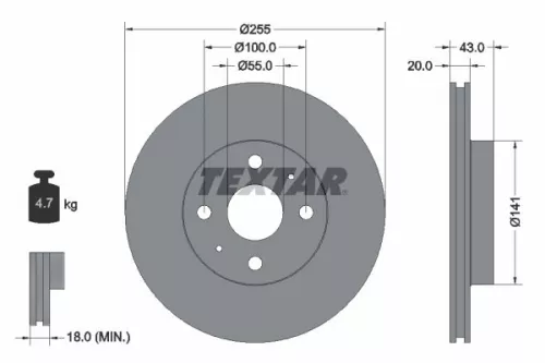 2x Textar Front Vented Brake Discs Pair For Englon Faw (Tianjin) Geely Great Wal