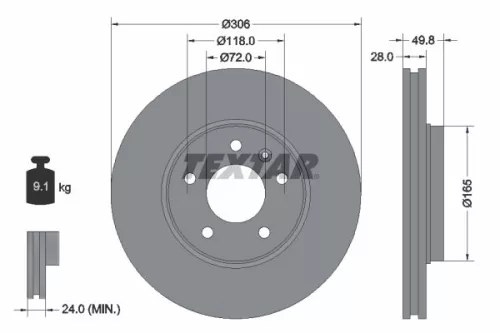 2x Textar Front Vented Brake Discs Pair For Nissan Opel Renault Vauxhall Primast