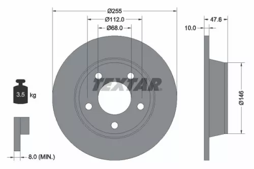 2x Textar Rear Solid Brake Discs Pair For Audi A6 Allroad