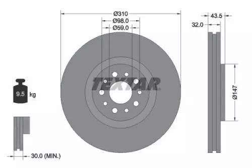 2x Textar Front Vented Brake Discs Pair For Citroën Fiat Lancia Peugeot 807 C8 P