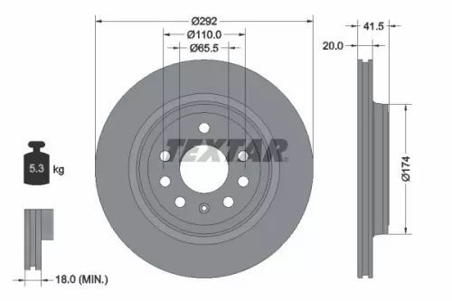 2x Textar Rear Vented Brake Discs Pair For Cadillac Chevrolet Ferrari Fiat Holde