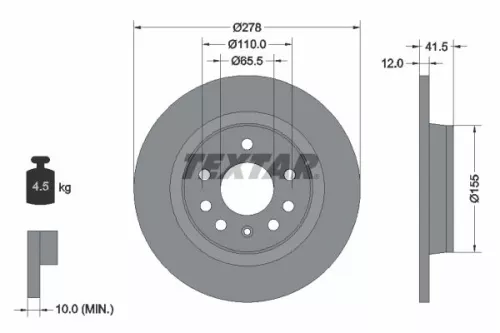 2x Textar Rear Solid Brake Discs Pair For Baic Chevrolet Fiat Holden Opel Saab V