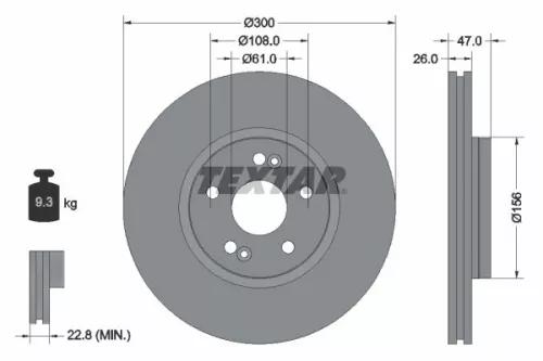 2x Textar Front Vented Brake Discs Pair For Renault Laguna