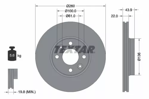 2x Textar Front Vented Brake Discs Pair For Dacia Lada Mazda Nissan Renault Clio