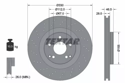 2x Textar Front Perforated Brake Discs Pair For Mercedes C-class Clk Slk