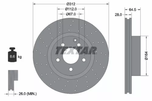 2x Textar Front Perforated Brake Discs Pair For Mercedes Sl