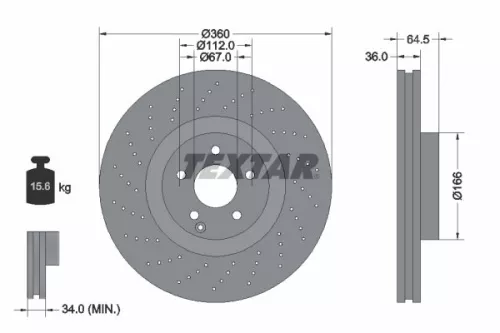 2x Textar Front Perforated Brake Discs Pair For Brabus Mercedes 50s Cls E-class 