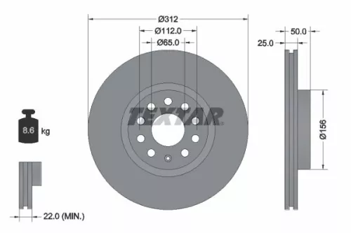 2x Textar Front Vented Brake Discs Pair For Audi Audi (Faw) Cupra Ford Seat Skod