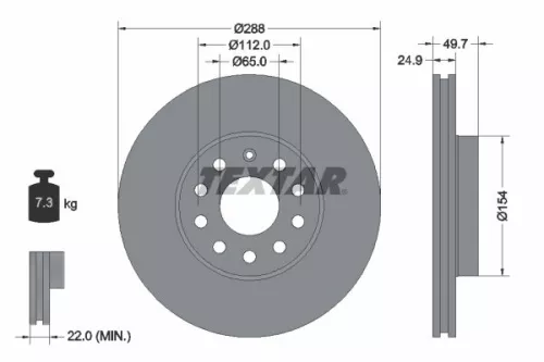 2x Textar Front Vented Brake Discs Pair For Audi Audi (Faw) Cupra Ford Seat Skod