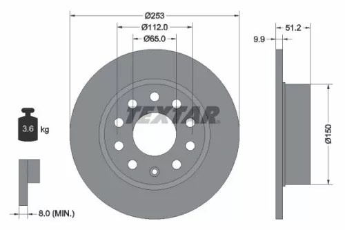 2x Textar Rear Solid Brake Discs Pair For Audi Seat Skoda Skoda (Svw) Vw Vw (Svw