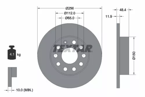 2x Textar Rear Solid Brake Discs Pair For Audi Seat Skoda Skoda (Svw) Vw Vw (Faw