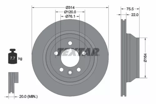2x Textar Rear Vented Brake Discs Pair For Vw California Multivan Touareg Transp