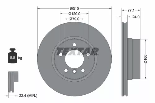 2x Textar Front Vented Brake Discs Pair For Bmw 5 5 Series