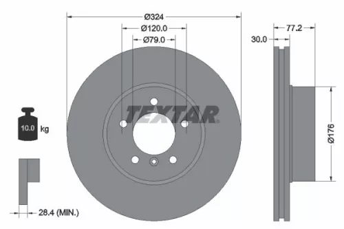 2x Textar Front Vented Brake Discs Pair For Bmw 5 5 Series 6