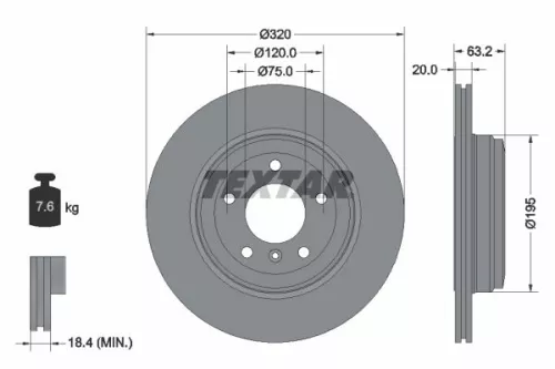2x Textar Rear Vented Brake Discs Pair For Bmw 5 5 Series 6