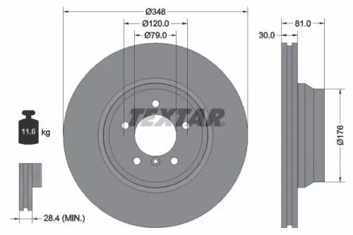 2x Textar Front Vented Brake Discs Pair For Bmw 7 Series