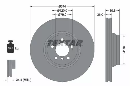 2x Textar Front Vented Brake Discs Pair For Bmw 7 Series