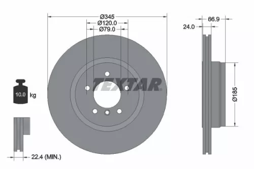 2x Textar Rear Vented Brake Discs Pair For Bmw 7 Series