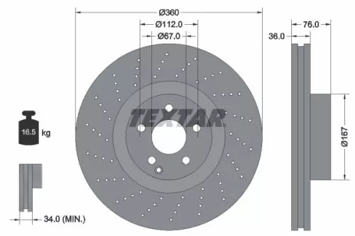 2x Textar Front Perforated Brake Discs Pair For Mercedes S-class